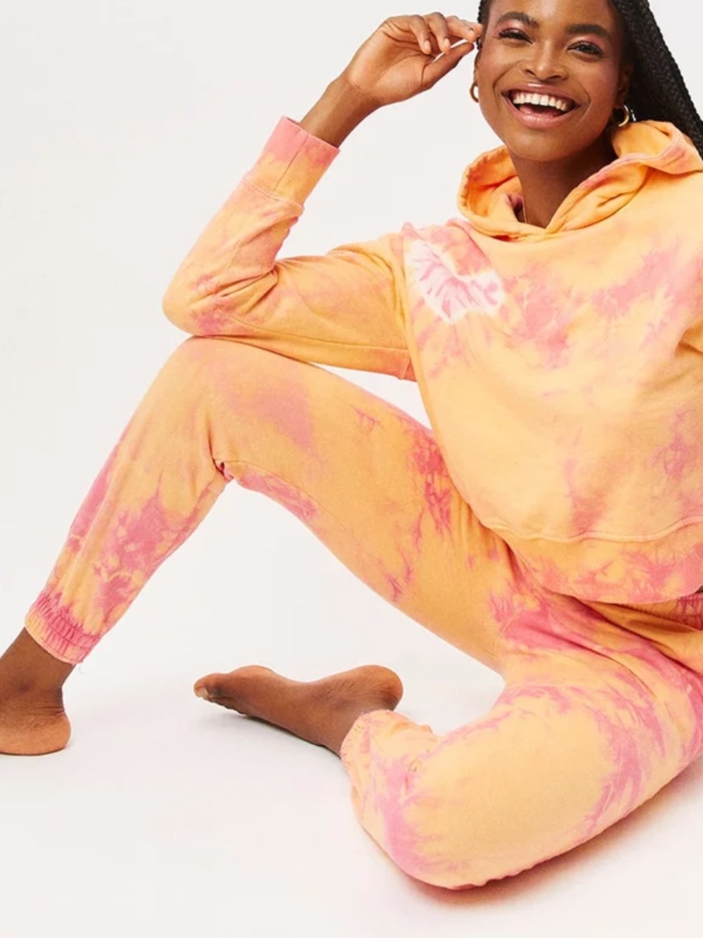 FRANKIE’S BIKINIS Aiden Sweatpant Tie-Dye Lounge Joggers - Pink & Orange M